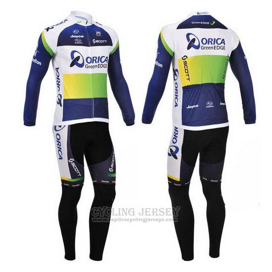 2013 Cycling Jersey Orica GreenEDGE Blue Long Sleeve and Bib Tight